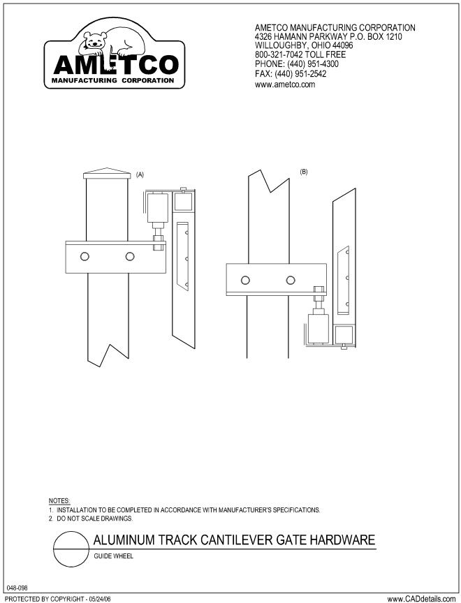 Cantilever Gate Hardware - Guide Wheel